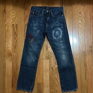 Polo Ralph Lauren Blue Denim Jeans with Graphic Patches boys